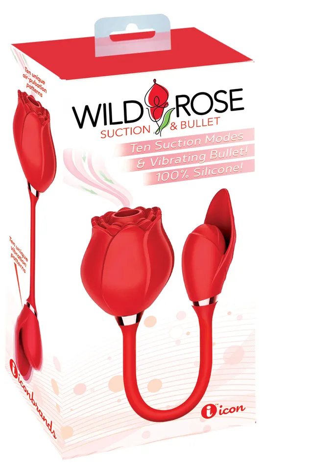 Icon Vibrators Wild Rose Suction and Bullet Red