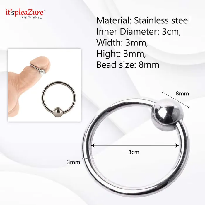Male Sex Toys | Itspleazure 3cm Stainless Steel 1 Bead Penis Delay Ring - ItspleaZure Male Sex Toys | Itspleazure 3cm Stainless Steel 1 Bead Penis Delay Ring - ItspleaZure