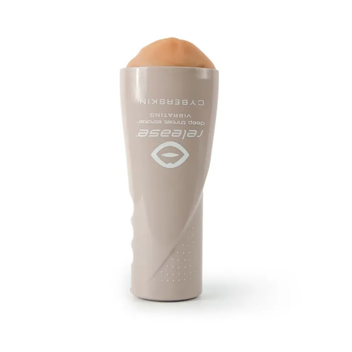 Topco Male Sex Toys Cyberskin Release Deep Throat Stroker Flesh Vibrating