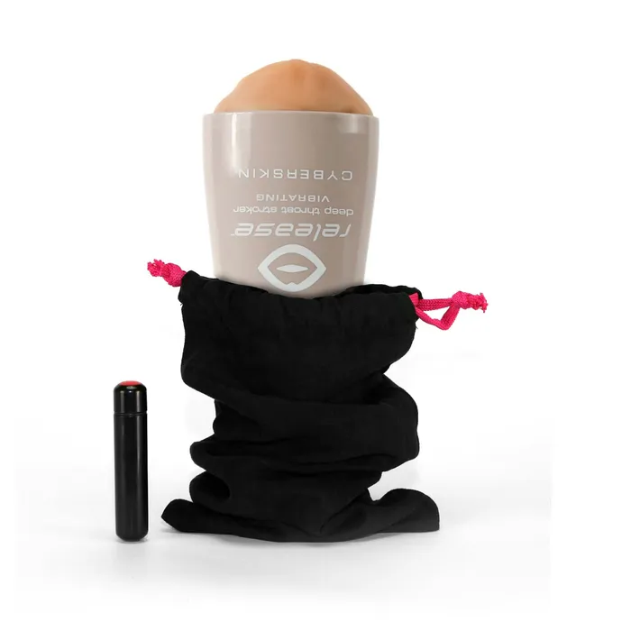 Topco Male Sex Toys Cyberskin Release Deep Throat Stroker Flesh Vibrating