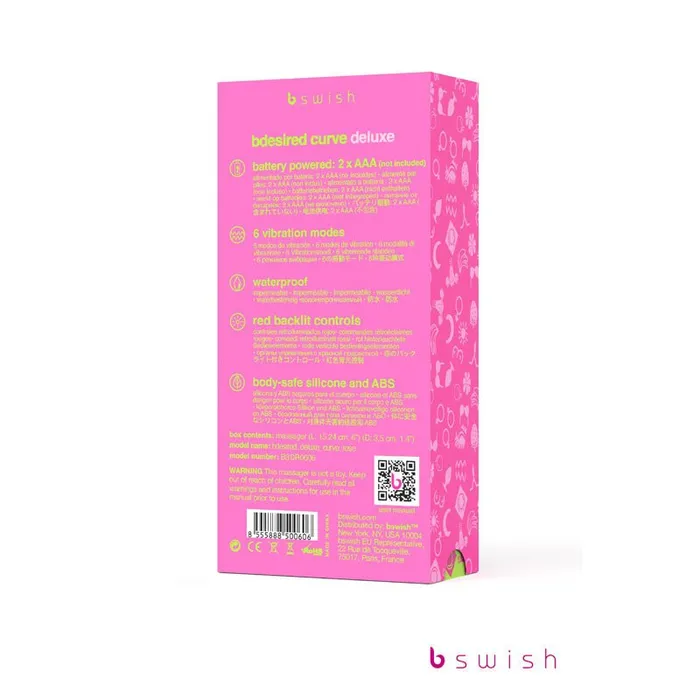 Vibrators Bswish Bdesired Deluxe Curve Rose 152 cm Vibrator