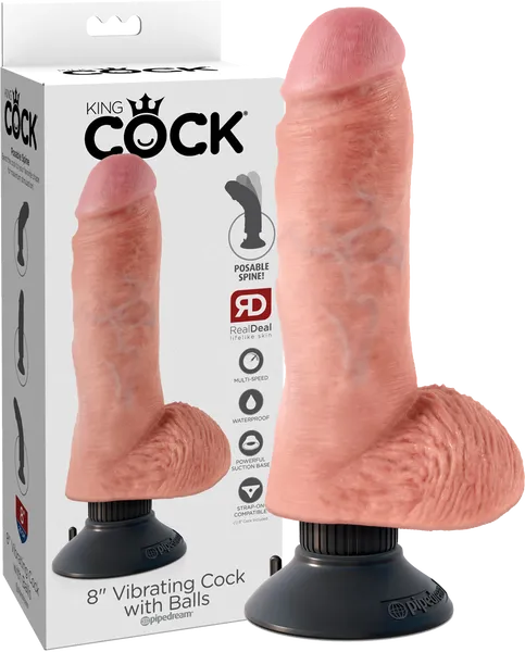 Pipedreams Female Sex Toys 8 Vibrating Cock With Balls Flesh