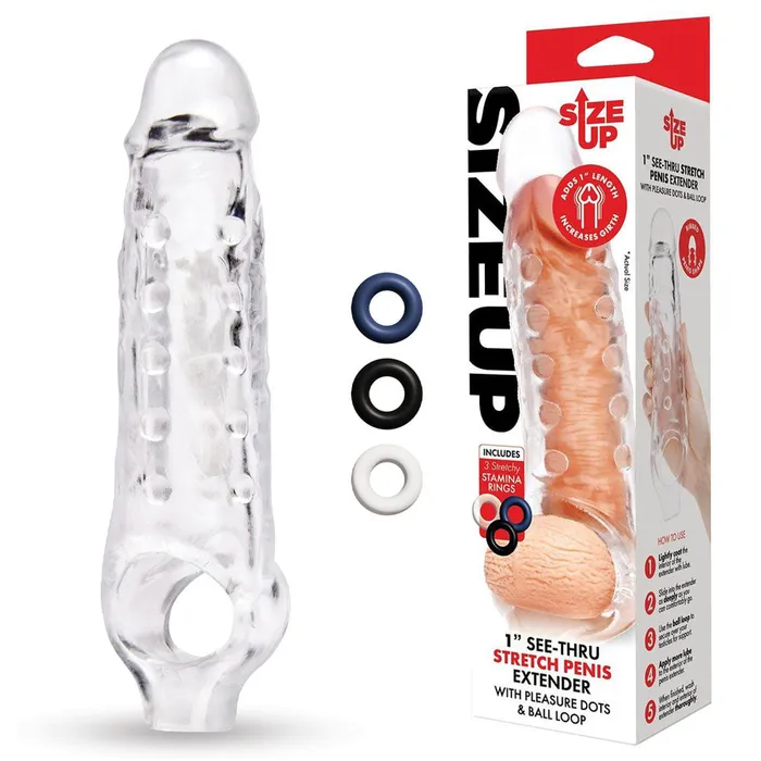 Xgen Products Male Sex Toys Size Up 1 Inch SeeThru Stretch Penis Extender 25 cm 1 Penis Extension Sleeve Xgen Products Male Sex Toys Size Up 1 Inch SeeThru Stretch Penis Extender 25 cm 1 Penis Extension Sleeve