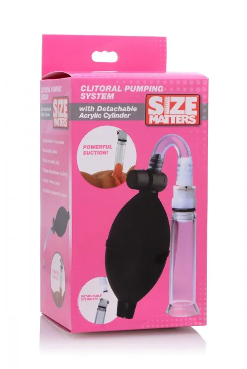 XR Brands Female Sex Toys Size Matters Clitoral Pumping System WDetachable Acrylic Cylinder XR Brands Female Sex Toys Size Matters Clitoral Pumping System WDetachable Acrylic Cylinder