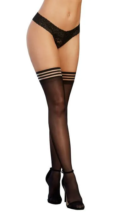 Anal Dream Girl Lingerie Dreamgirl Black Diamond Collection Strappy Top Sheer Thigh High Stockings