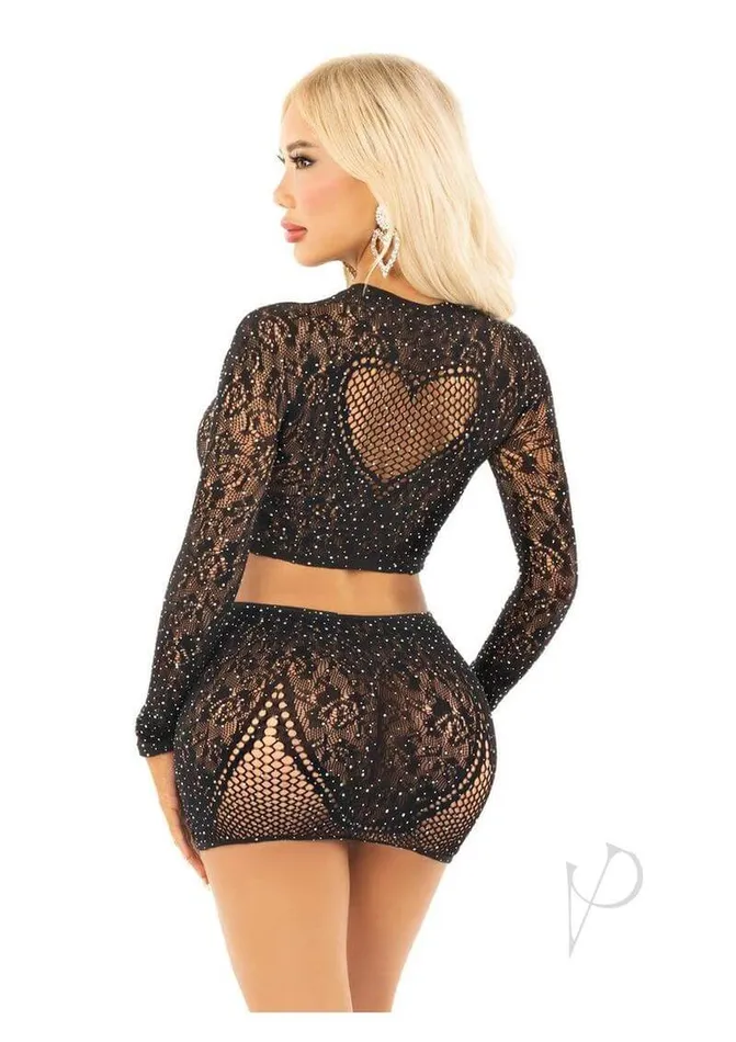 Anal Leg Avenue Wildest Dreams Crop Top and Skirt Set Black Leg Avenue Inc