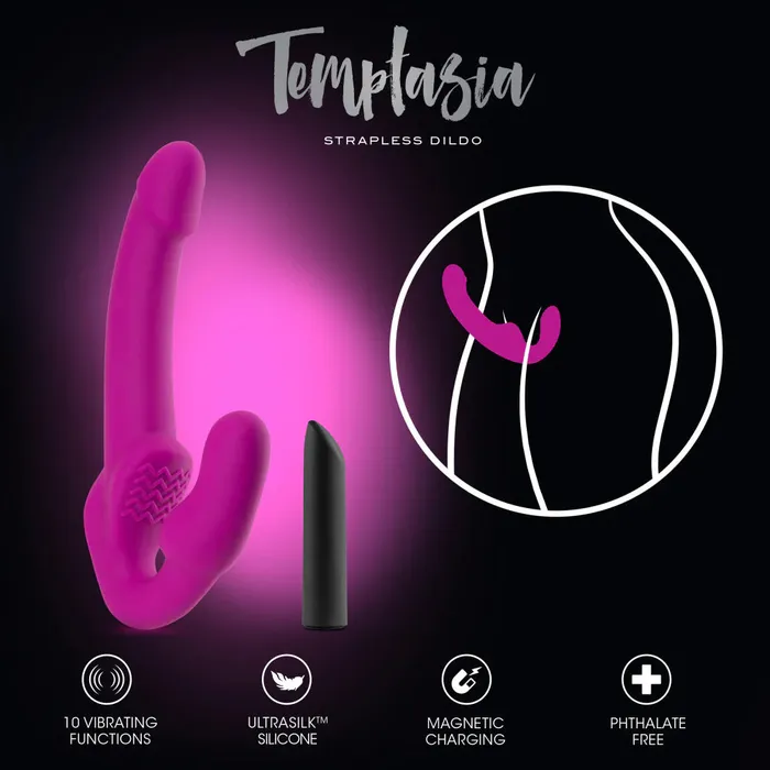 AYLI Female Sex Toys Estella Vibrating Strapless StrapOn Dildo by Temptasia
