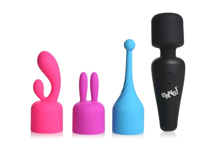 Bang 10X Mini Wand Massager with Trio Attachments from XR Brands XR Brands Female Sex Toys Bang 10X Mini Wand Massager with Trio Attachments from XR Brands XR Brands Female Sex Toys