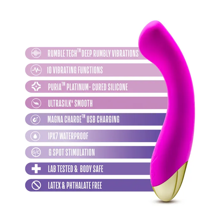 Blush Vibrators Aria By Blush Bangin AF Enhanced GSpot Stimulation Purple Silicone Vibrator with Powerful RumboTech Technology