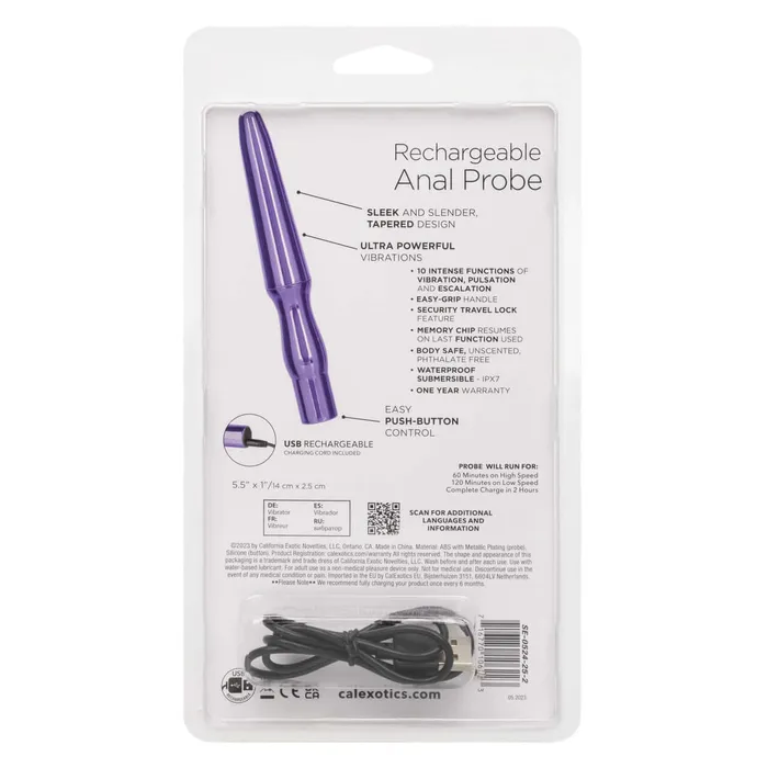 California Exotic Novelties Anal California Exotic Novelties Rechargeable Anal Probe Metallic Purple 55 Inches