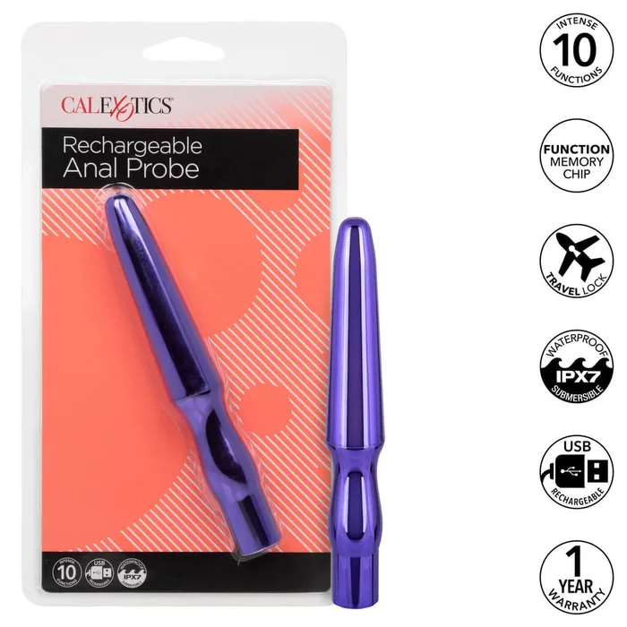 California Exotic Novelties Anal California Exotic Novelties Rechargeable Anal Probe Metallic Purple 55 Inches