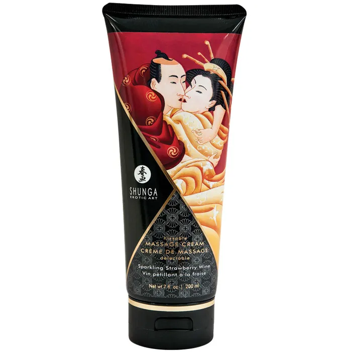Couples Shunga Kissable Massage CreamSparkling Strawberry Wine 7oz SHUNGA