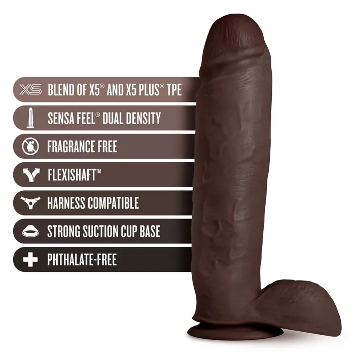 Dildos Blush Au Naturel By Blush Huge Realistic Chocolate 105Inch Long Dildo With Balls Suction Cup Base