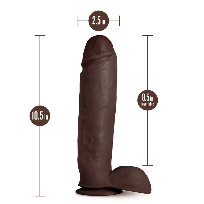 Dildos Blush Au Naturel By Blush Huge Realistic Chocolate 105Inch Long Dildo With Balls Suction Cup Base