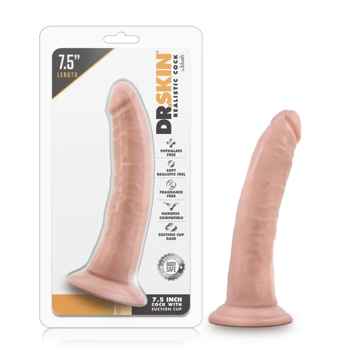 Dildos Blush Dr Skin By Blush Realistic Vanilla 75Inch Long Dildo With Suction Cup Base