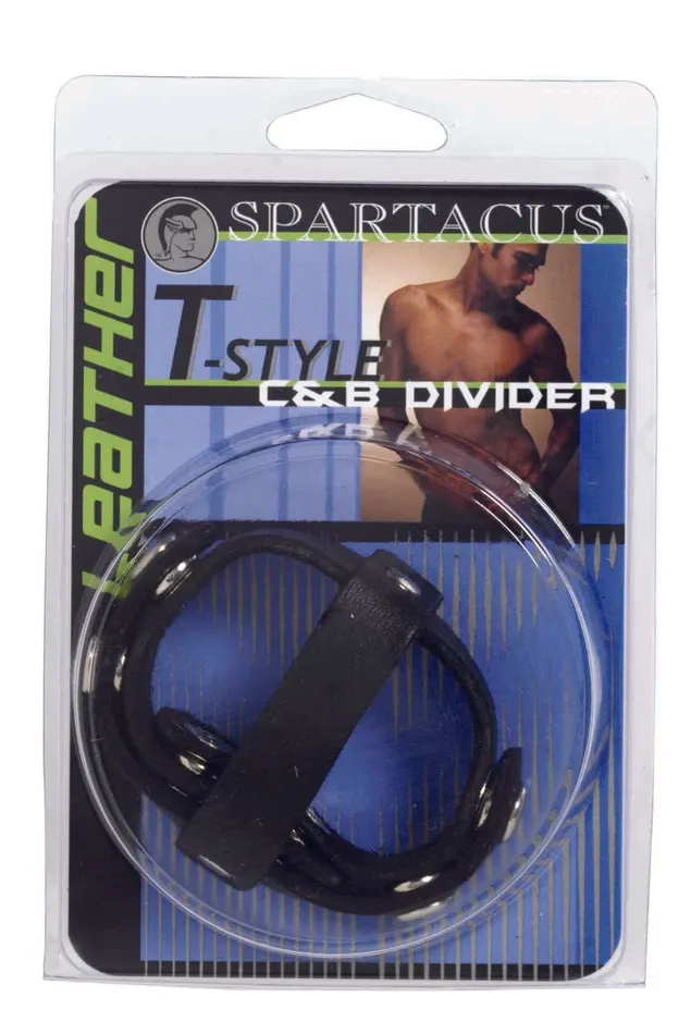 Dildos Spartacus Spartacus Leather Cock Gear Black T Style Cock and Ball Divider