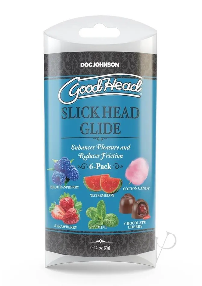 Doc Johnson Enterprises Enhancers GoodHead Slick Head 6Pack Flavored WaterBased Lubricants for Enhanced Pleasure