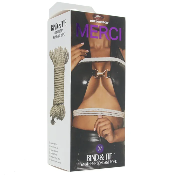 Doc Johnson Female Sex Toys Merci Bind Tie Hemp 30ft Bondage Rope in Natural