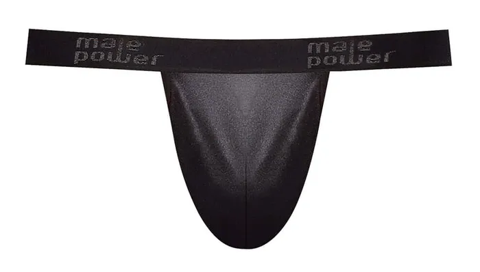 Male Power Lingerie Anal Male Power Satin Lycra Jock Strap Black SmallMedium Comfortable Stylish