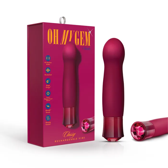 Oh My Gem By Blush Classy 55 Inch Warming G Spot Stimulation Vibrator in Garnet with Powerful RumboTech Technology Blush Vibrators Oh My Gem By Blush Classy 55 Inch Warming G Spot Stimulation Vibrator in Garnet with Powerful RumboTech Technology Blush Vibrators