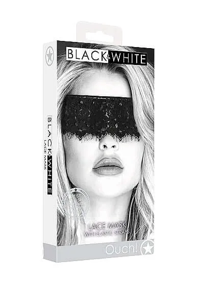 Ouch Lace Mask with Elastic Straps One Size Black Blindfold by Shots Toys SHOTS AMERICA Couples