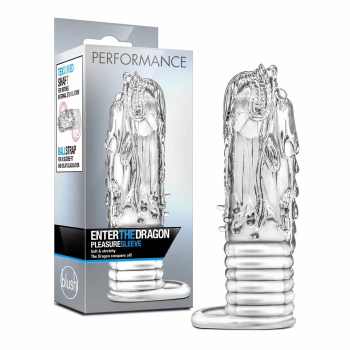 Performance By Blush Enter The Dragon Clear Penis Sleeve With Secure Fit Strap Blush Male Sex Toys Performance By Blush Enter The Dragon Clear Penis Sleeve With Secure Fit Strap Blush Male Sex Toys