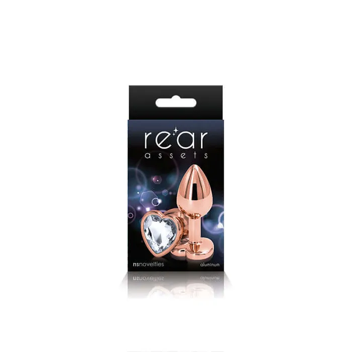 Rear Assets Rose Gold Heart Small Clear Butt Plug A Sensual Blend of Elegance and Pleasure NS Novelties Anal