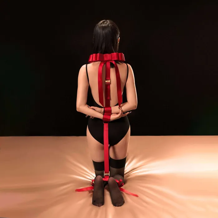UPKO UPKO Bowknot Hogtie Portable Bondage Gear Red Restraints