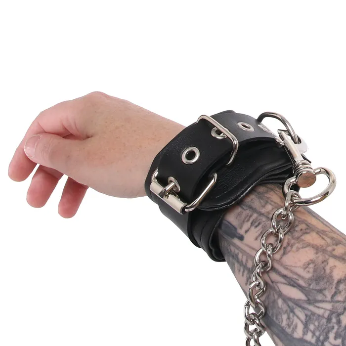 Vegan Leather Wrist Cuffs in Black Rouge Restraints