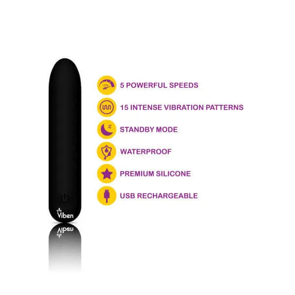Viben Bombshell Mighty Bullet Vibrator 20 Functions Silky Smooth Pleasure Viben Female Sex Toys
