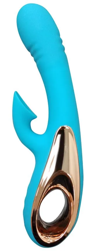Vibrators Cloud 9 Health and Wellness Air Touch VI TriFunction Rabbit Vibrator Aqua Blue Cloud 9 Novelties
