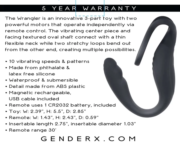Vibrators Evolved Novelties Gender X The Wrangler The Ultimate 3Part RemoteControlled Toy for Targeted PSpot Stimulation