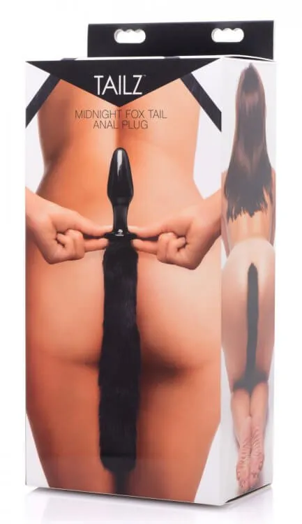 XR Brands Anal Tailz Midnight Fox Glass Plug with Tail Sexy Black Faux Fur and Smooth Glass Anal Plug XR Brands Anal Tailz Midnight Fox Glass Plug with Tail Sexy Black Faux Fur and Smooth Glass Anal Plug