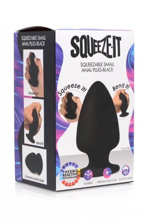 XR Brands Squeeze It Silexpan Anal Plug Small Black Anal