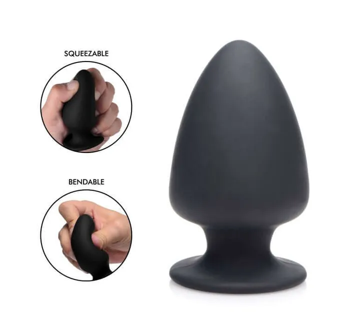 XR Brands Squeeze It Silexpan Anal Plug Small Black Anal
