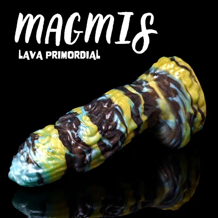Anal Kreature Adult Toys Premade Small Magmis Marble Black Yellow Turquoise Classic Firmness