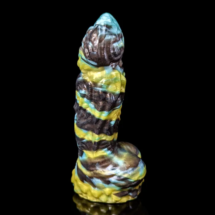 Anal Kreature Adult Toys Premade Small Magmis Marble Black Yellow Turquoise Classic Firmness