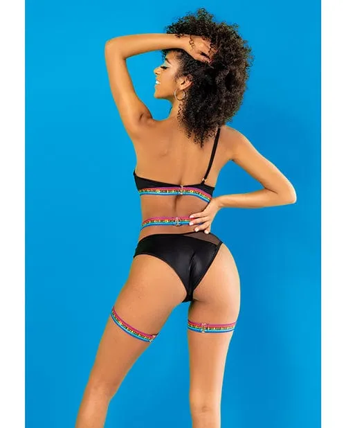 Anal Mapale Pride One Shoulder Top Garter Belt Panty Black Prints Anal Mapale Pride One Shoulder Top Garter Belt Panty Black Prints