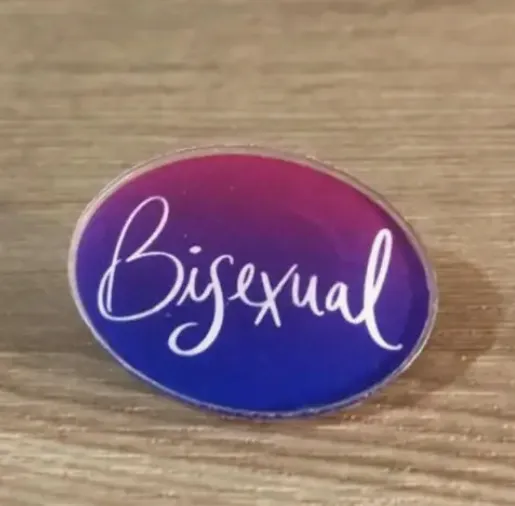 Bisexual Oval Acrylic Pin PTSFeminist Vibrators