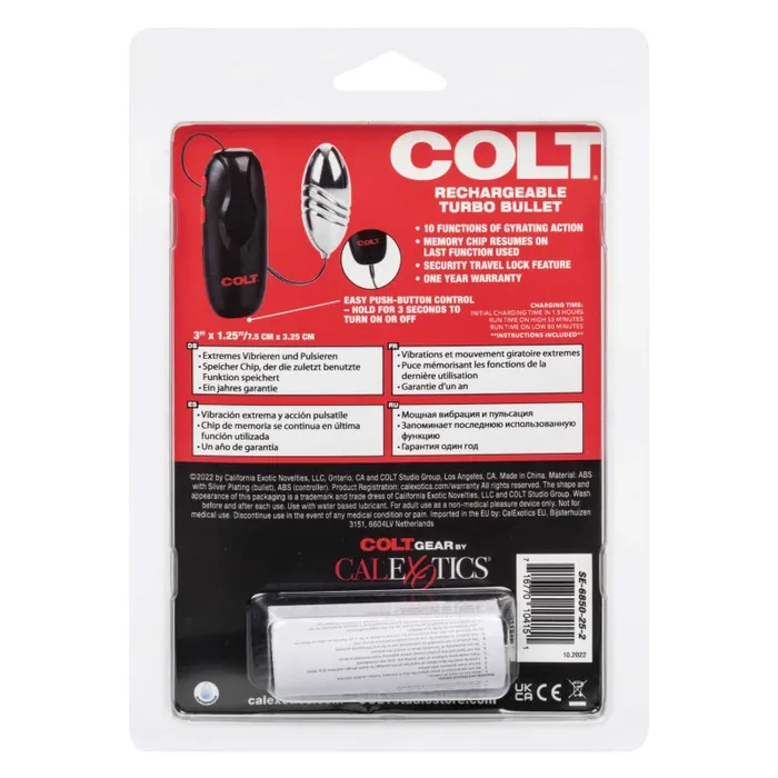 Calexotics Colt Rechargeable Turbo Bullet Silver Female Sex Toys Calexotics Colt Rechargeable Turbo Bullet Silver Female Sex Toys