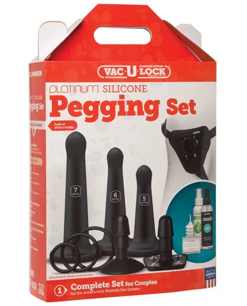 Dildos VacULock Silicone Pegging Set Black Doc Johnson