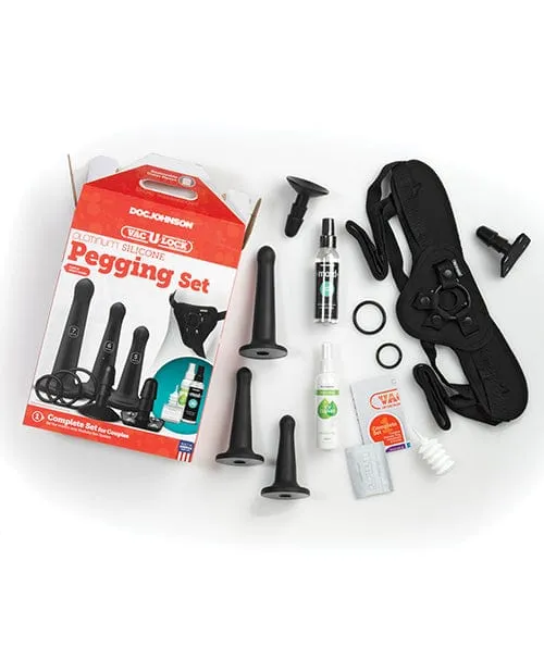 Dildos VacULock Silicone Pegging Set Black Doc Johnson Dildos VacULock Silicone Pegging Set Black Doc Johnson