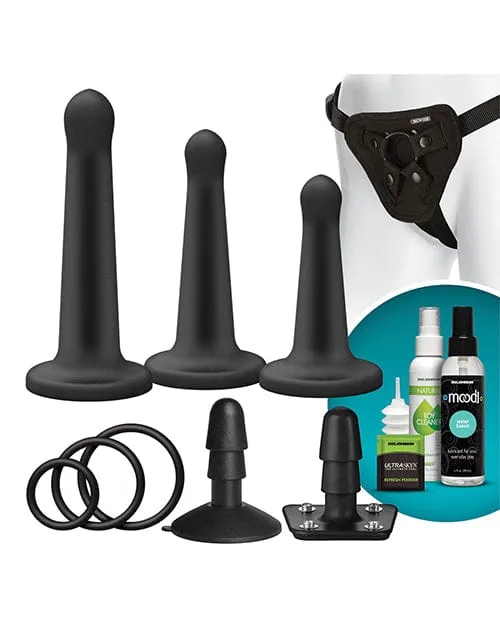 Dildos VacULock Silicone Pegging Set Black Doc Johnson Dildos VacULock Silicone Pegging Set Black Doc Johnson