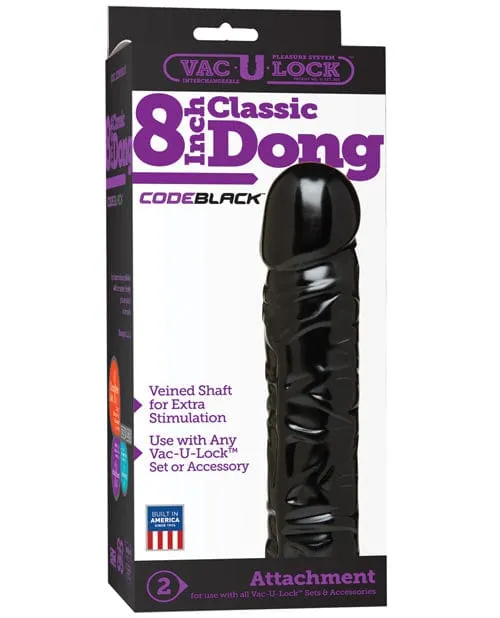 Doc Johnson Dildos VacULock Code Black 8 Classic Dong