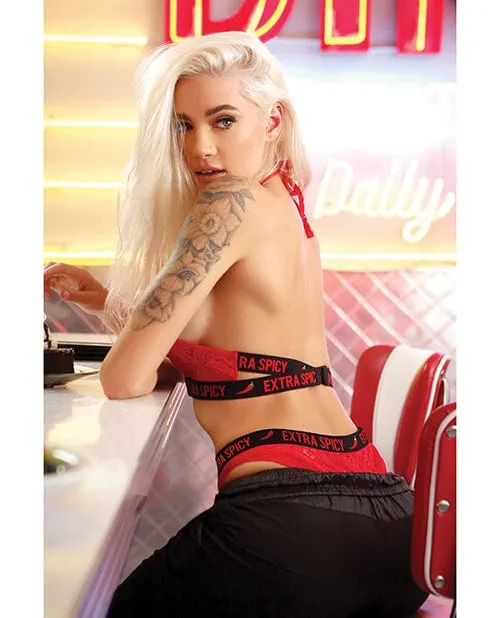 Fantasy Lingerie Vibes Extra Spicy Halter Bralette Cheeky Panty Chili Red SM Vibrators Fantasy Lingerie Vibes Extra Spicy Halter Bralette Cheeky Panty Chili Red SM Vibrators