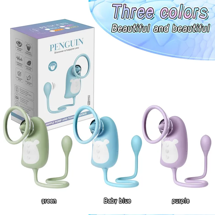 honeysx Female Sex Toys Penguin Nipple Pump and tongue rotate vibrator for women honeysx Female Sex Toys Penguin Nipple Pump and tongue rotate vibrator for women