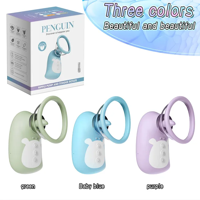 honeysx Female Sex Toys Penguin Nipple Pump and tongue rotate vibrator for women honeysx Female Sex Toys Penguin Nipple Pump and tongue rotate vibrator for women
