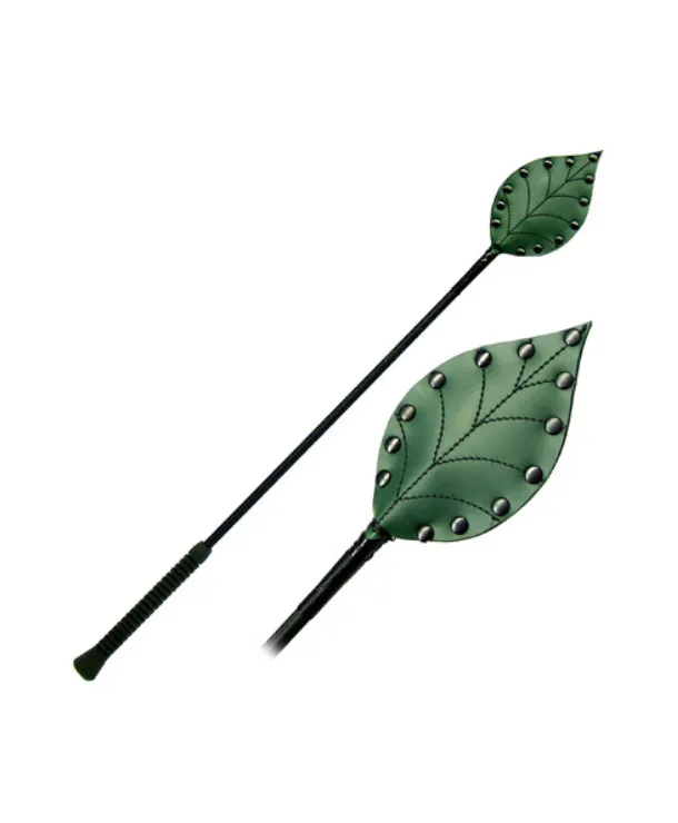 Kookie Adam Steves Fig Leaf Leather Crop In Green Female Sex Toys