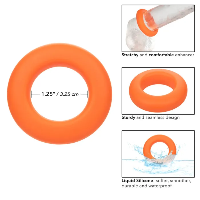 Male Sex Toys Calexotics Alpha Liquid Silicone Prolong Large Ring Orange