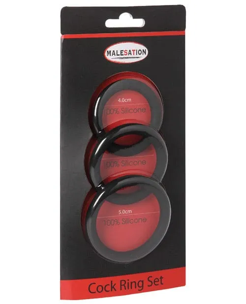 Male Sex Toys Malesation Malesation Cock Ring Set Pack Of 3 Black